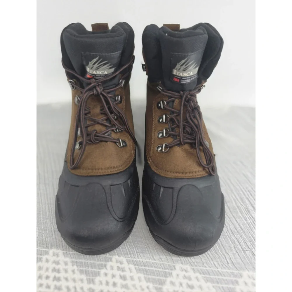 Itasca Mens 3M Thinsulate Insulated Snow Boots Brown Black Winter 6448081 Sz 11